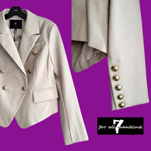 7 For All Mankind NEW Old Money Double Breasted Faux Leather 2-Piece Pantsuit M - Picture 4 of 12